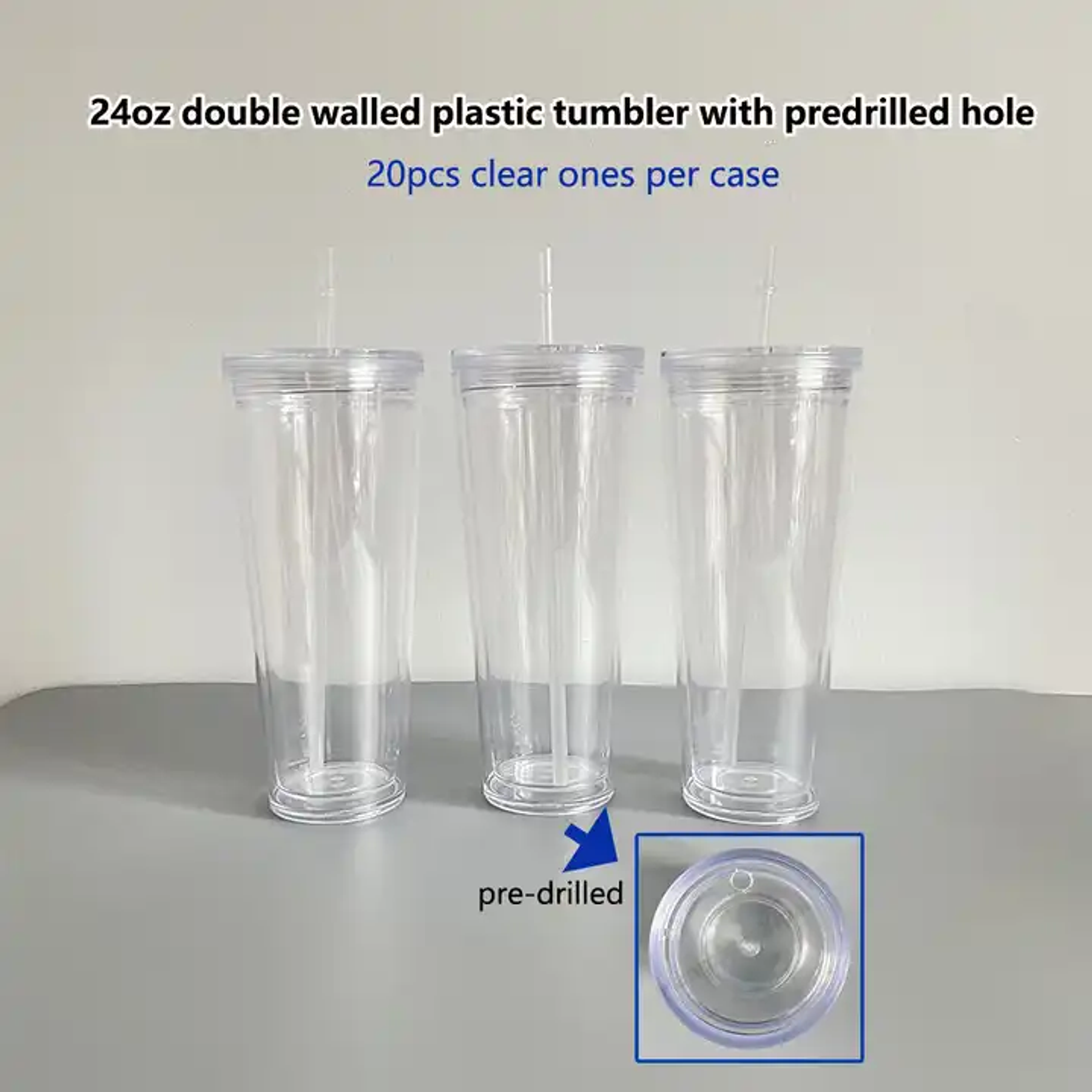 Vaso Acrilico 24oz doble pared Pre - Drilled