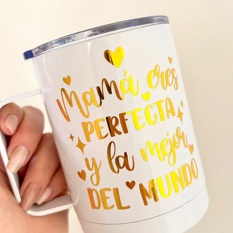Mamá Eres perfecta - Termo Acero inoxidable 16oz  5