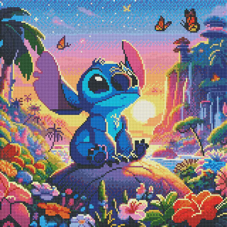 Aloha en el atardecer Stitch - 40x40cm  1