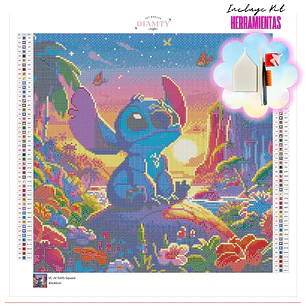 Aloha en el atardecer Stitch - 40x40cm 