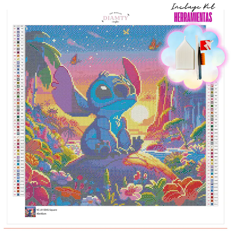 Aloha en el atardecer Stitch - 40x40cm  2