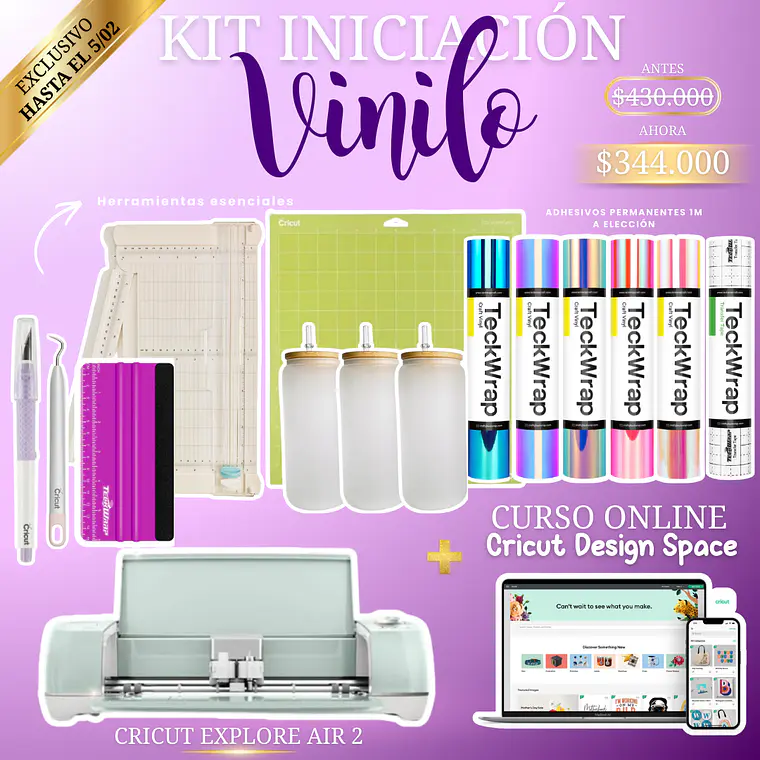 Kit Iniciación Vinilo – Cricut Explore Air 2 1
