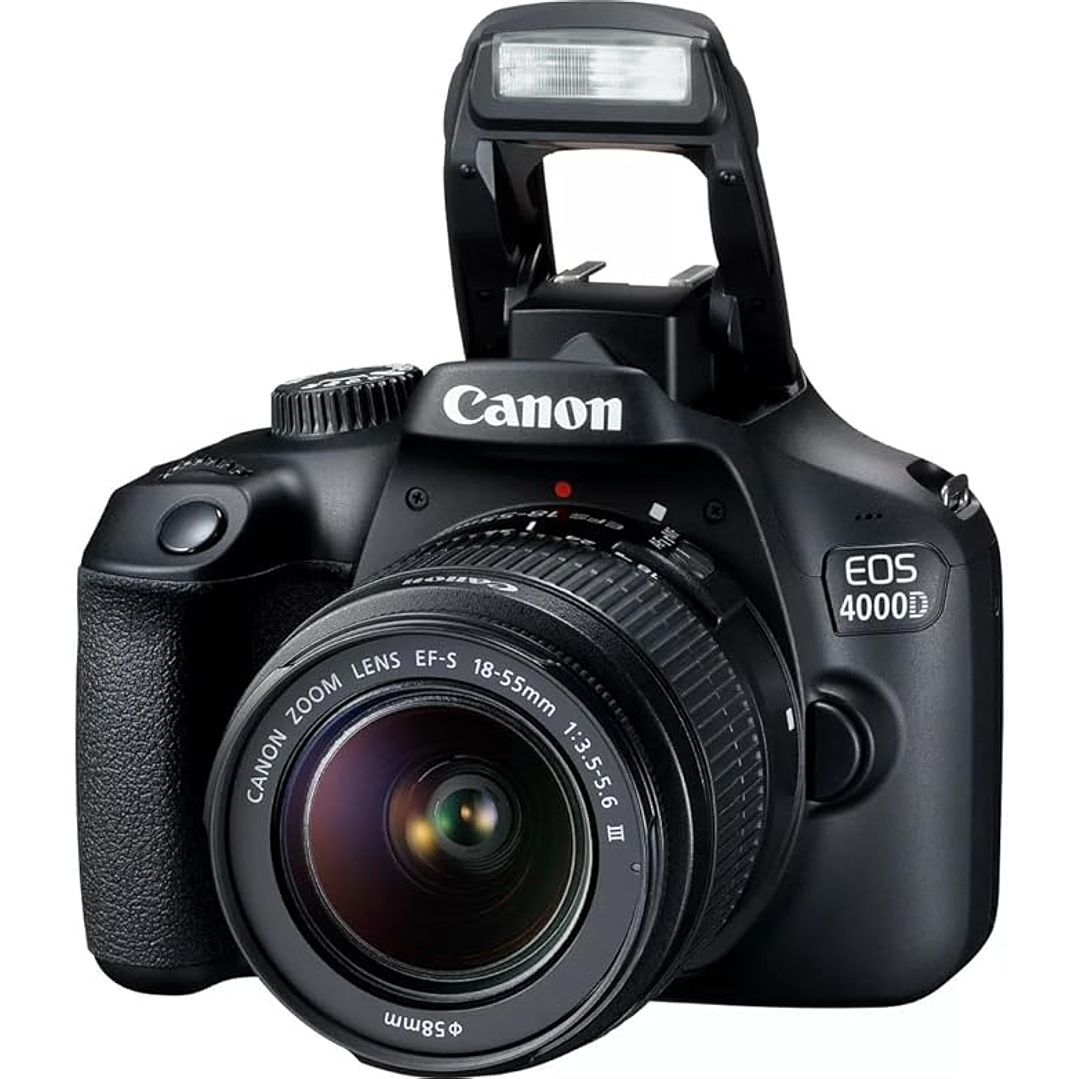 Câmera DSLR Canon EOS 4000D + lente EF-S 18-55 mm f/3.5-5.6 III - Preto 1
