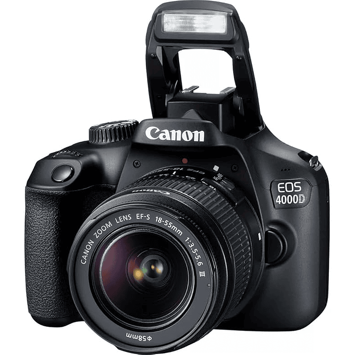 Câmera DSLR Canon EOS 4000D + lente EF-S 18-55 mm f/3.5-5.6 III - Preto 1