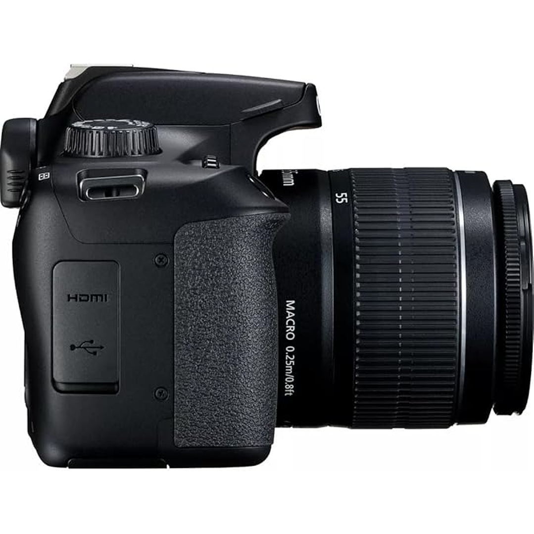 Câmera DSLR Canon EOS 4000D + lente EF-S 18-55 mm f/3.5-5.6 III - Preto 4