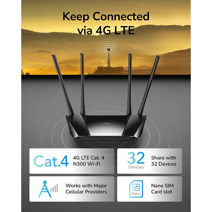 Cudy Router Wireless N300 4G LTE LT400  3