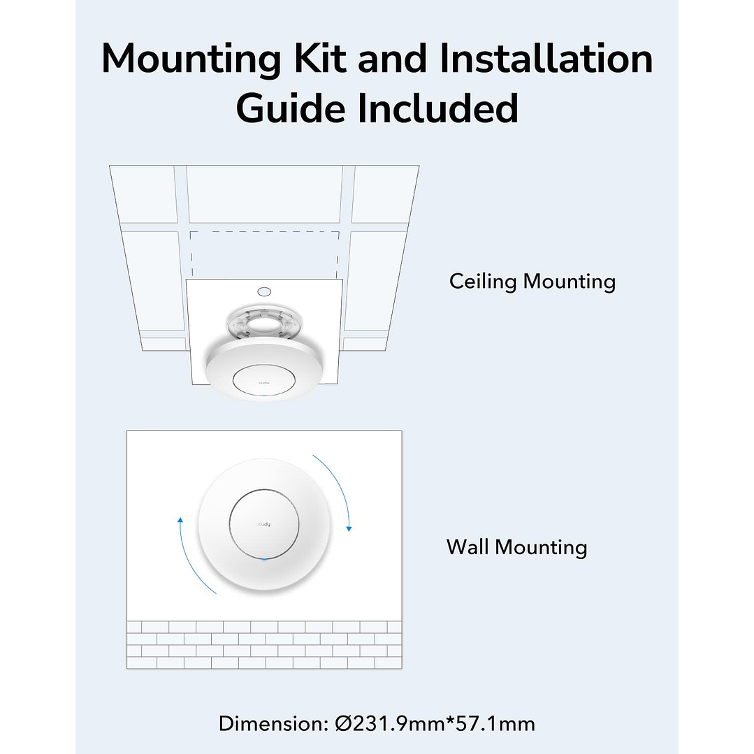 Cudy Access Point indoor Celing Mount Wi-Fi Router Extender Gigabit AC1200 AP1300-P 4