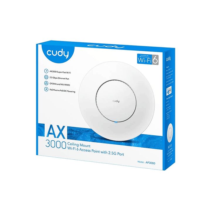 Cudy Access Point indoor Celing Mount Wi-Fi6 Router Extender Gigabit AX3000 AP3000-P 1