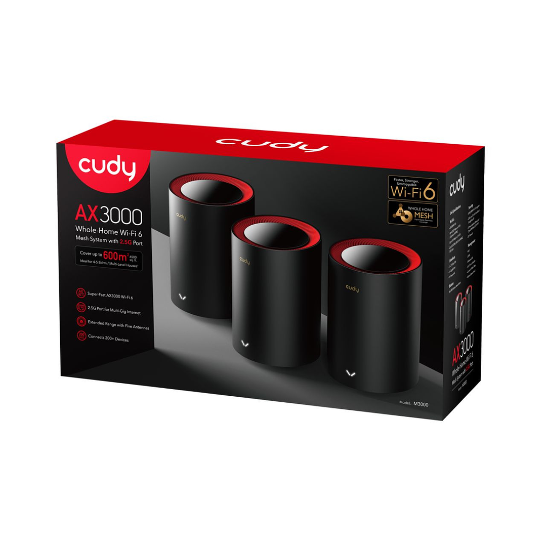 Cudy M3000 3-Pack AX3000 Wi-Fi 6 Sistema WiFi Mesh para toda a casa 1