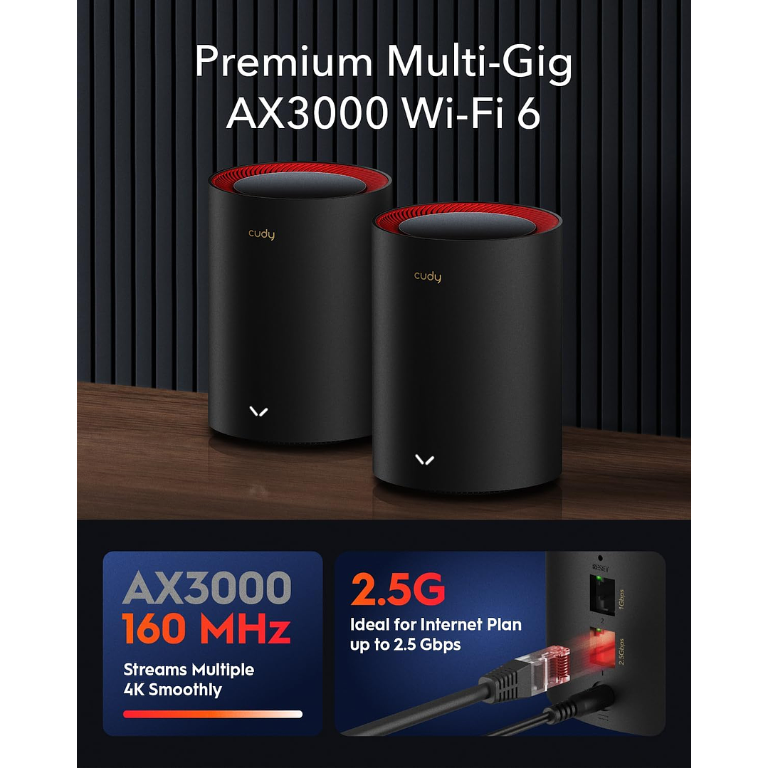 Cudy M3000 3-Pack AX3000 Wi-Fi 6 Sistema WiFi Mesh para toda a casa 3