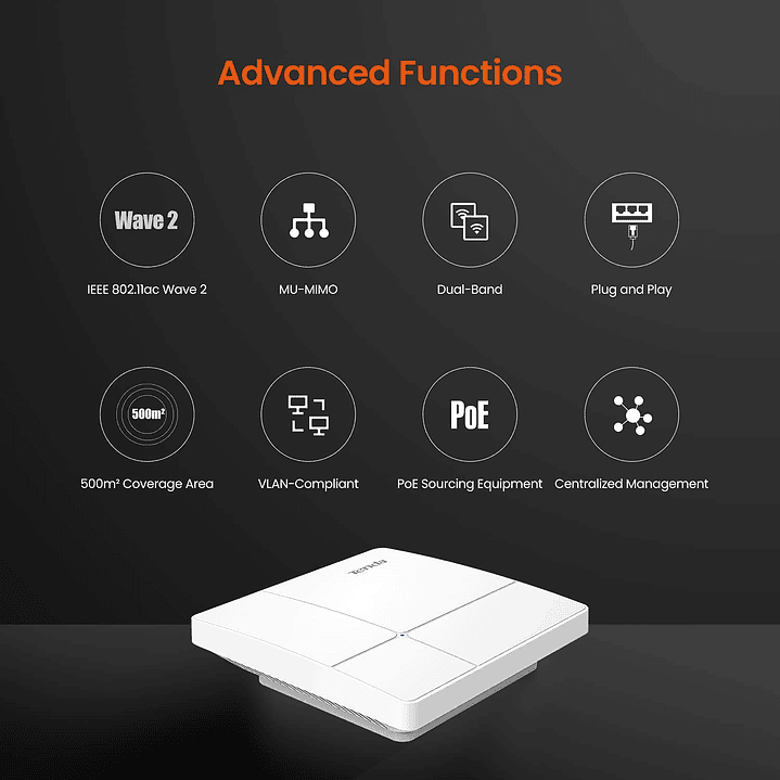 Tenda i24 1200Mbps Dual Band Wave 2 Gigabit Ceiling Mount Access Point 3