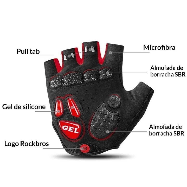Luvas de Ciclismo Meio Dedo ROCKBROS S169BR-L 3