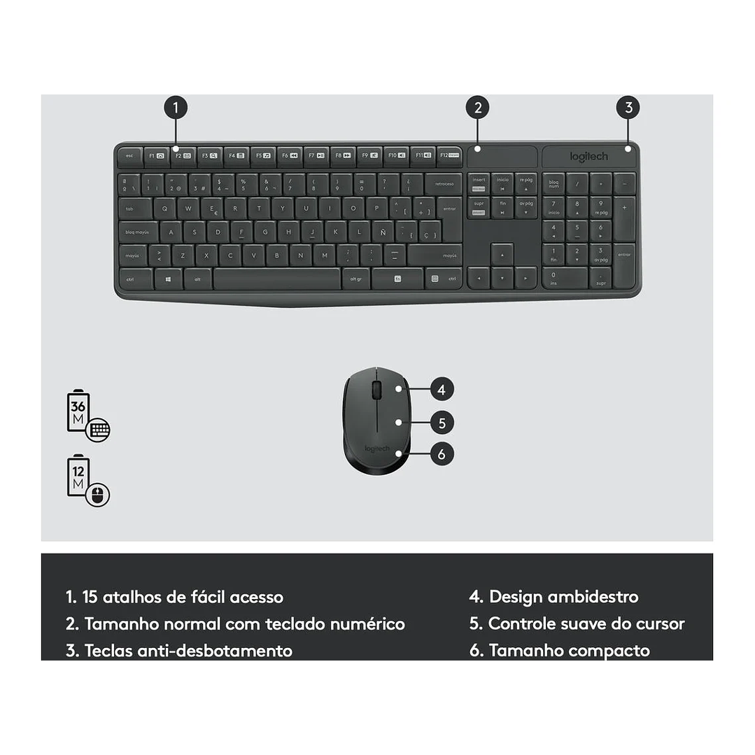 Logitech Wireless Teclado e Mouse MK235  5