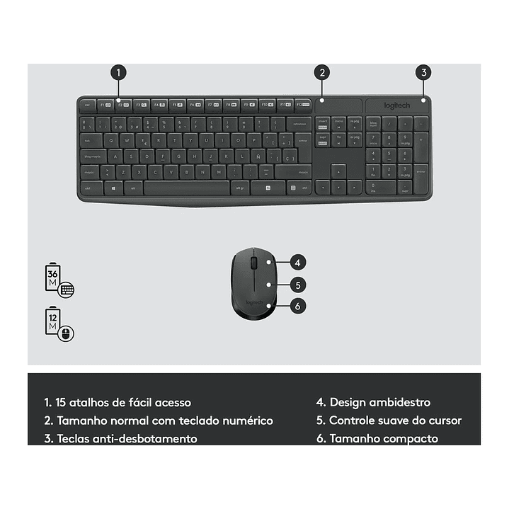 Logitech Wireless Teclado e Mouse MK235  5