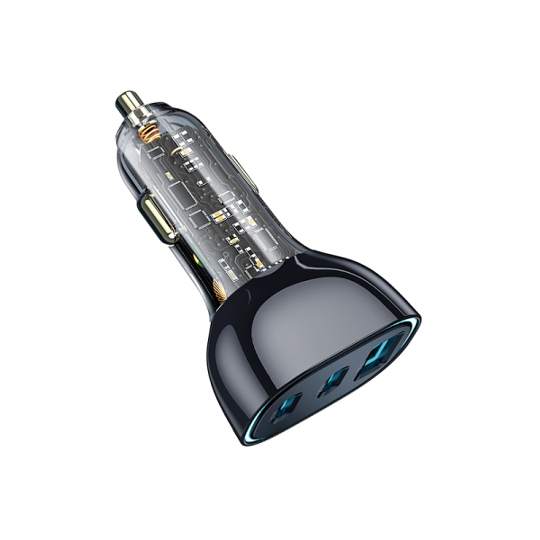 Wiwu PC700 30w PD Dual Type-C + USB Car Charger 3