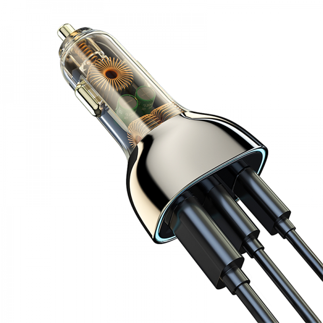 Wiwu PC700 30w PD Dual Type-C + USB Car Charger 5