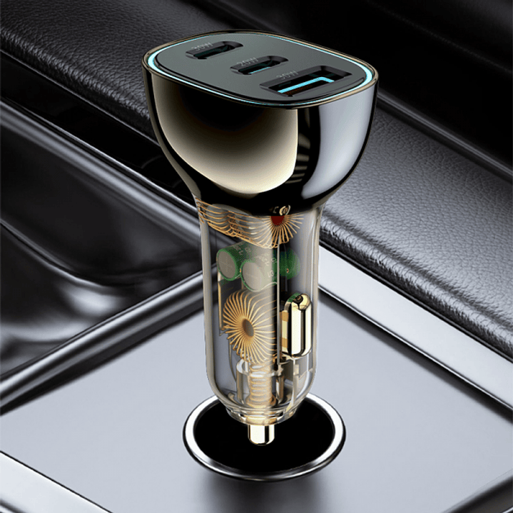 Wiwu PC700 30w PD Dual Type-C + USB Car Charger 6