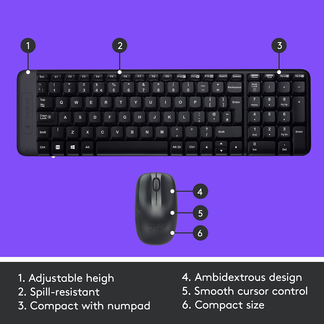 Logitech Wireless Teclado e Mouse MK220 6