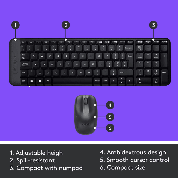 Logitech Wireless Teclado e Mouse MK220 6