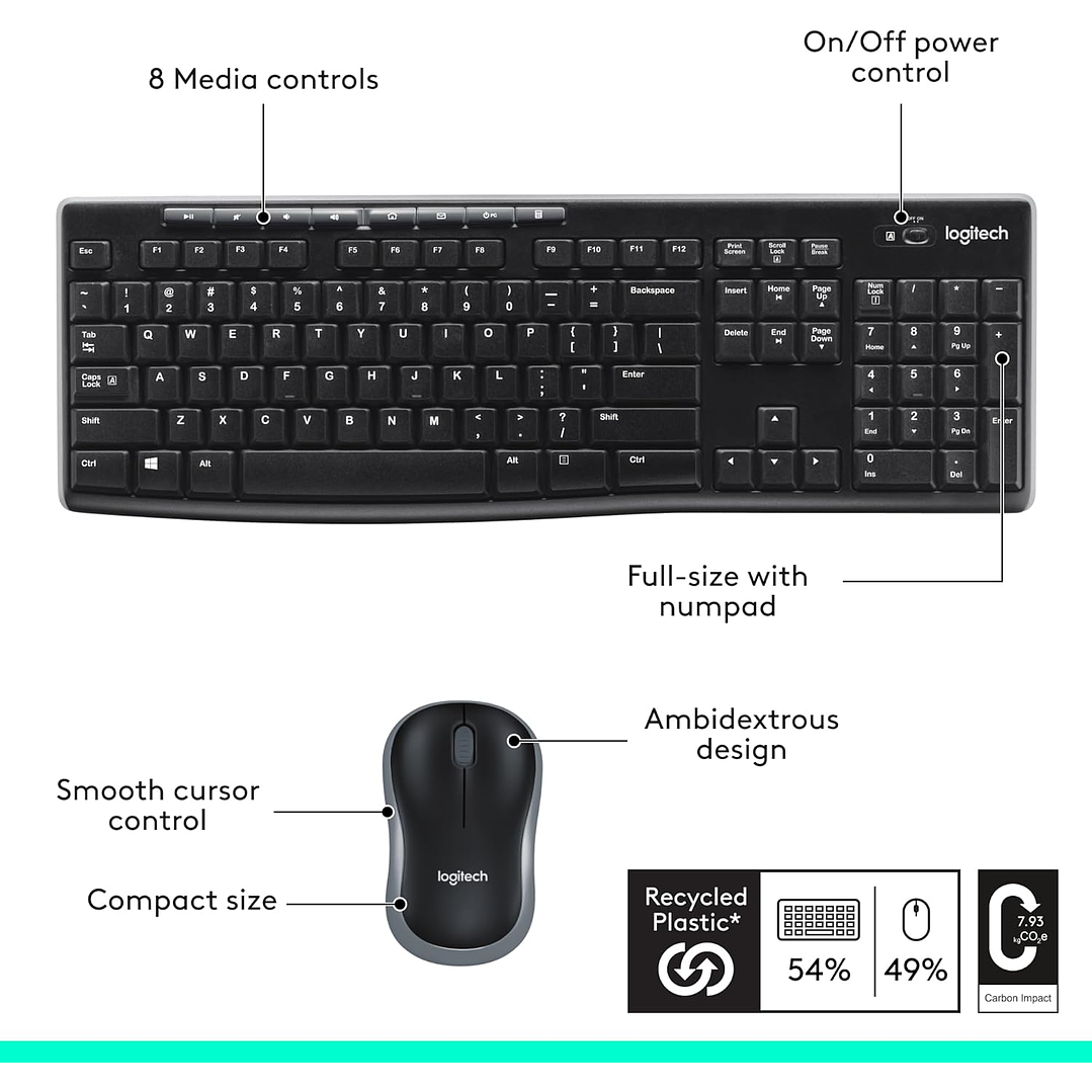Logitech Wireless Teclado e Mouse MK270 6
