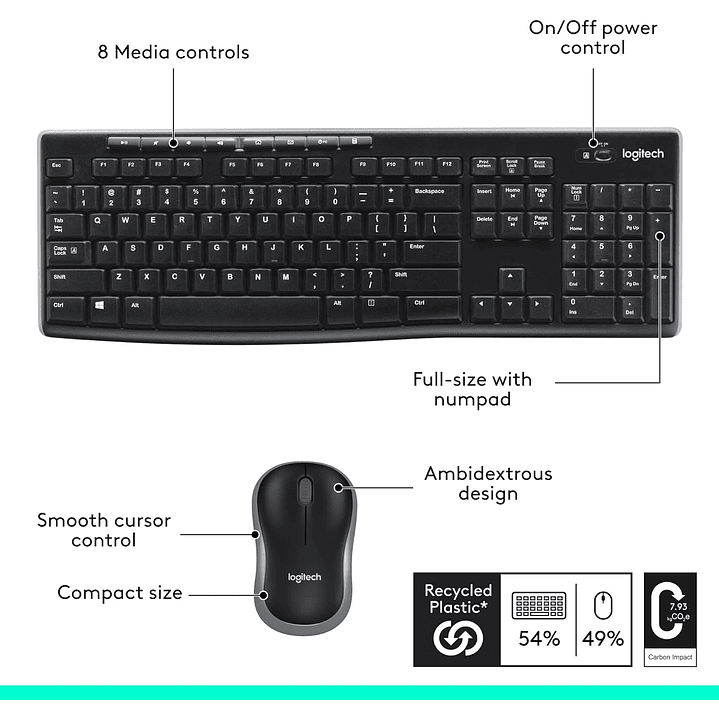 Logitech Wireless Teclado e Mouse MK270 6