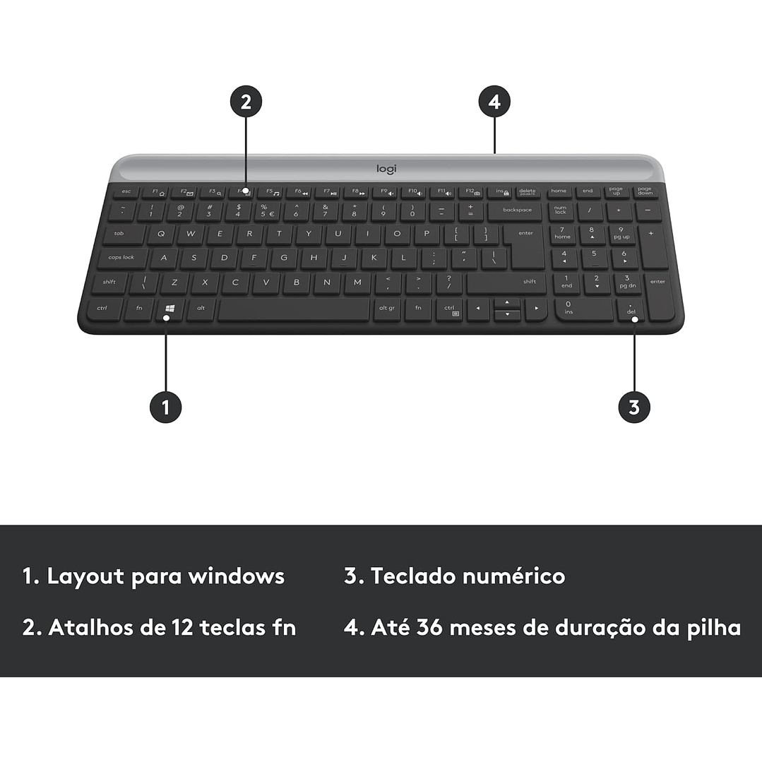 Logitech Wireless Teclado e Mouse MK470 Slim 6