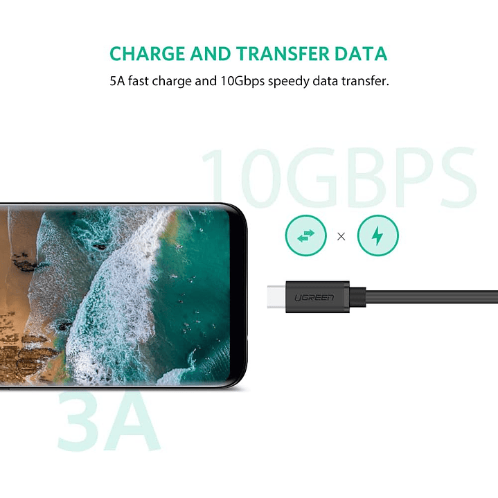 UGREEN Cabo de Extensão USB-C/M para USB-C/F Gen2 5A 1m  3