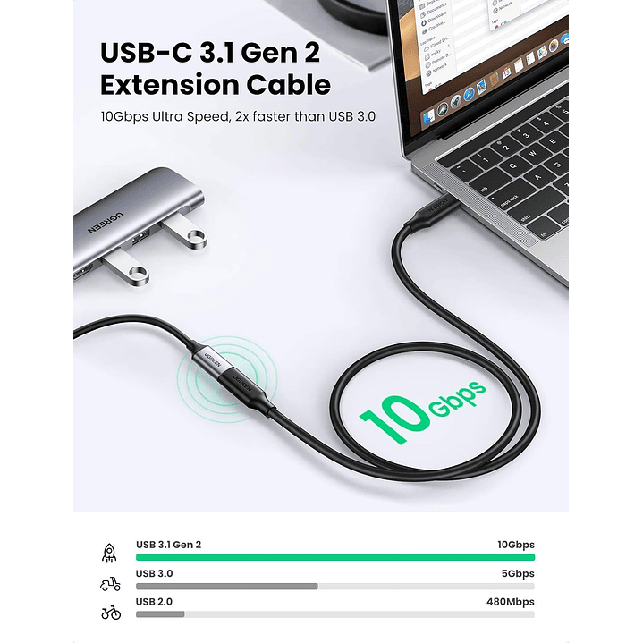 UGREEN Cabo de Extensão USB-C/M para USB-C/F Gen2 5A 1m  9