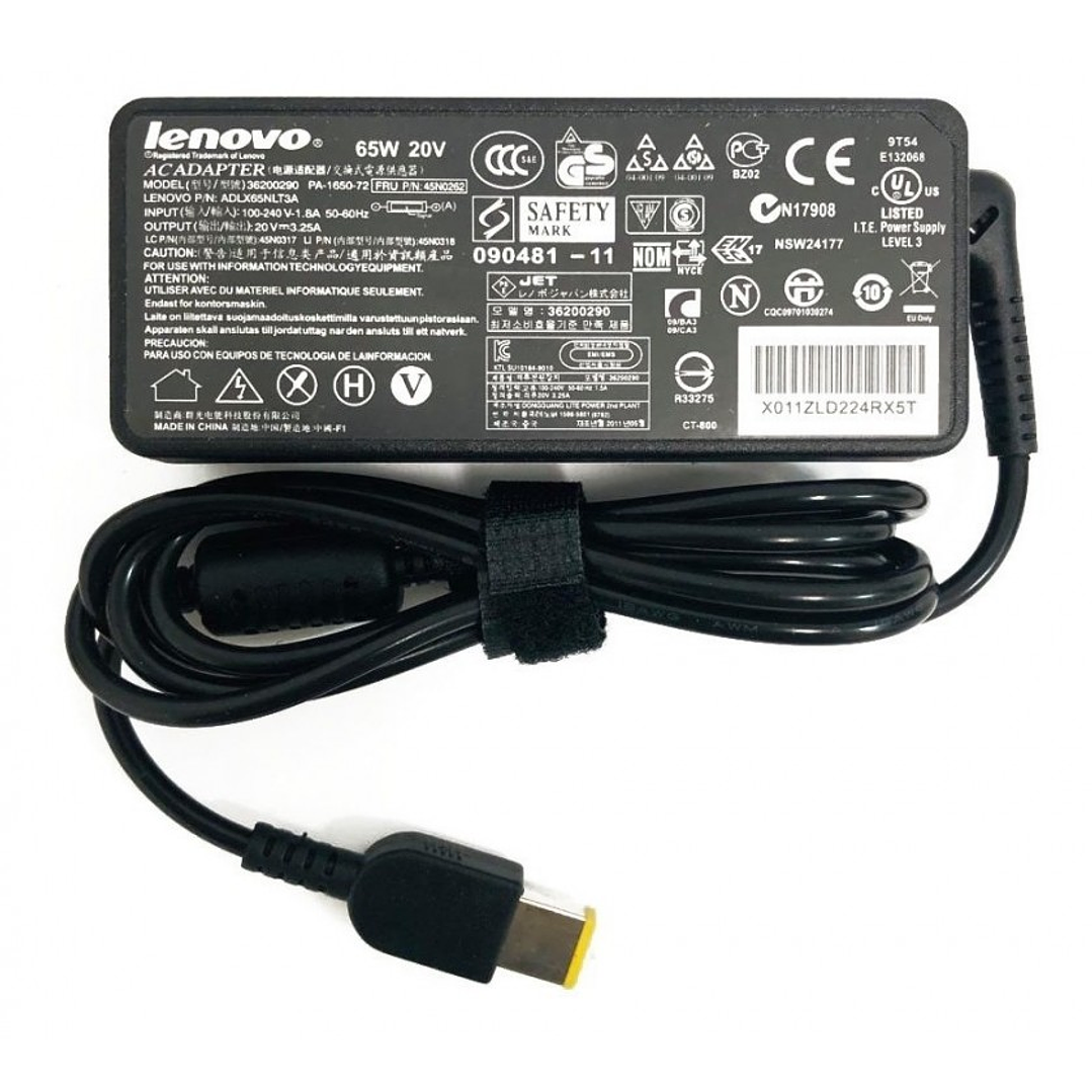 Carregador Lenovo Ponta Retangular USB  20V 3.25A 65W  1