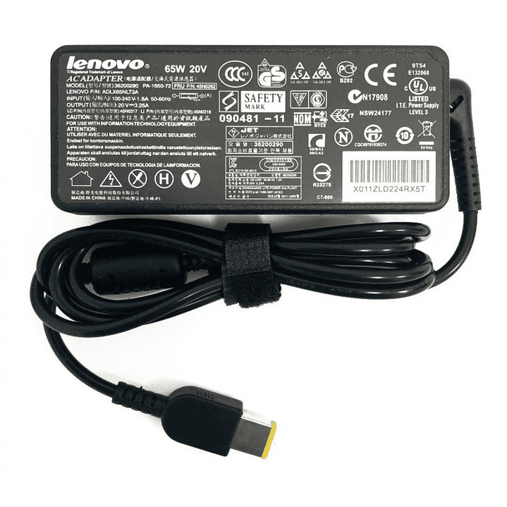 Carregador Lenovo Ponta Retangular USB  20V 3.25A 65W  1