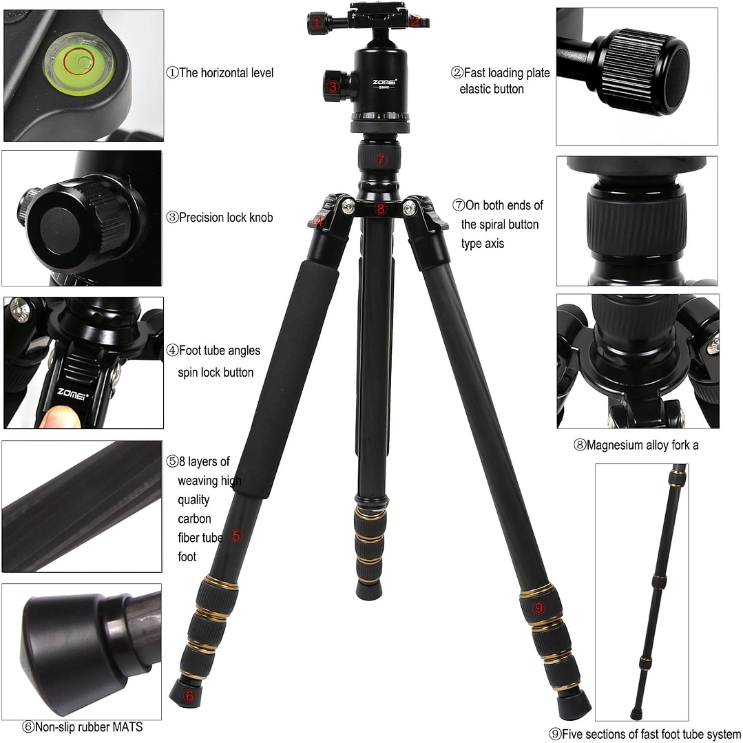 Tripé ZOMEI Q666C 7