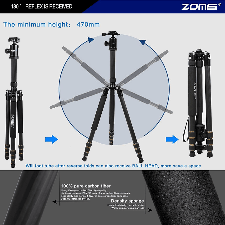 Tripé ZOMEI Q666C 9