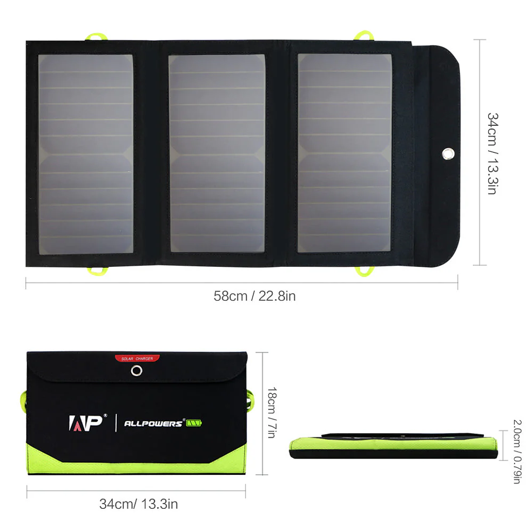 Painel Solar Portátil ALLPOWERS SP002 - 10000mAh Battery 5V 21W 3