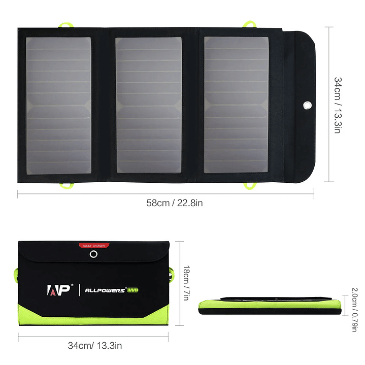 Painel Solar Portátil ALLPOWERS SP002 - 10000mAh Battery 5V 21W 3