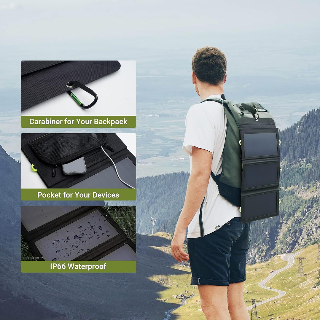 Painel Solar Portátil ALLPOWERS SP002 - 10000mAh Battery 5V 21W 10