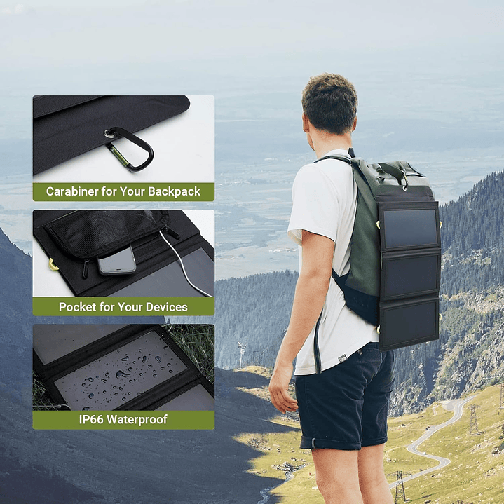 Painel Solar Portátil ALLPOWERS SP002 - 10000mAh Battery 5V 21W 10