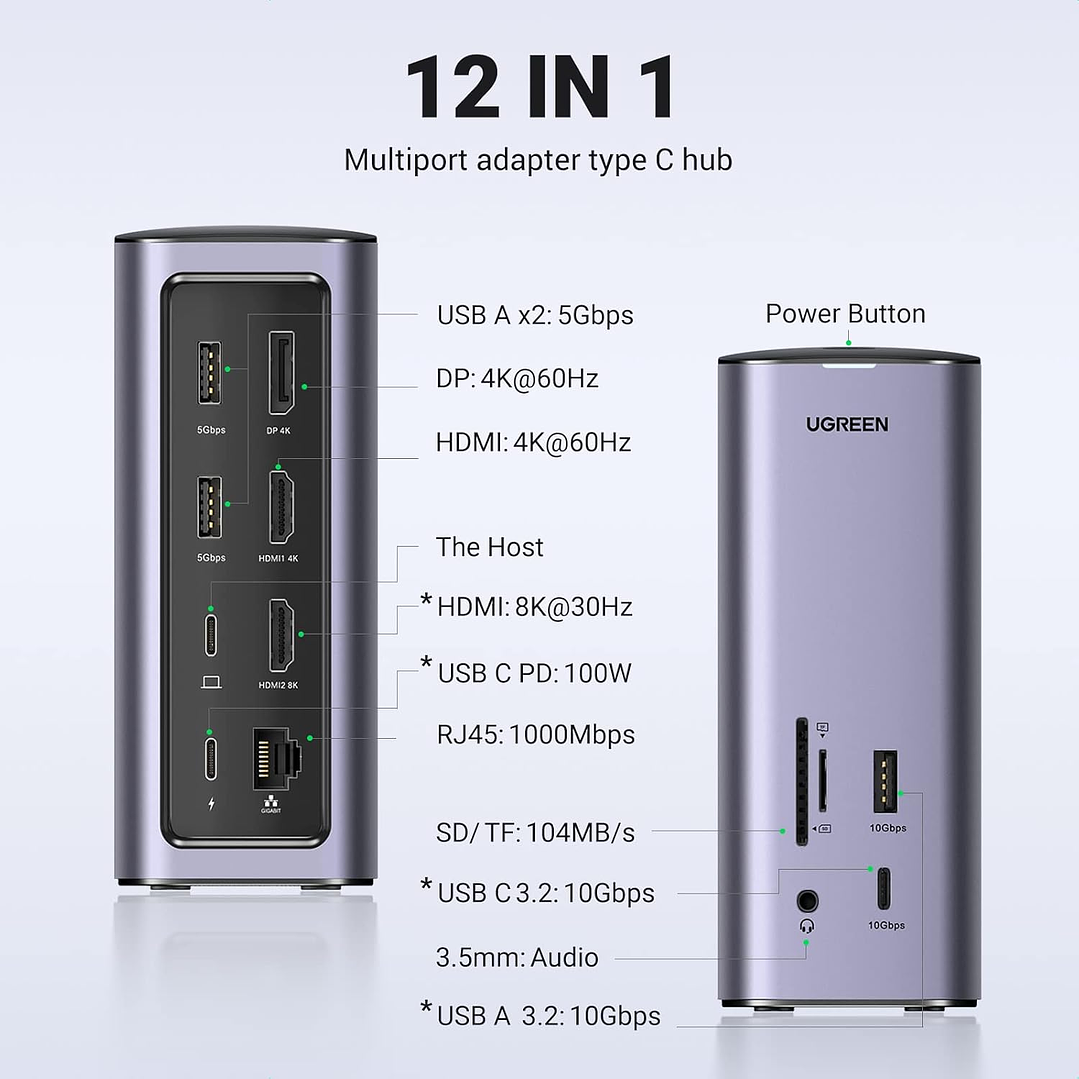 Ugreen USB-C Multifunction Docking Station 12-in-1 7
