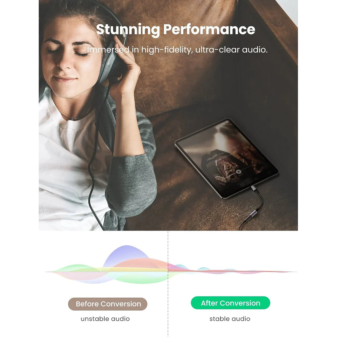 UGREEN USB-C Male to 3.5mm AUX Female Stereo Jack Cable Aluminum Shell 4