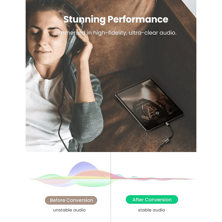 UGREEN USB-C Male to 3.5mm AUX Female Stereo Jack Cable Aluminum Shell 4