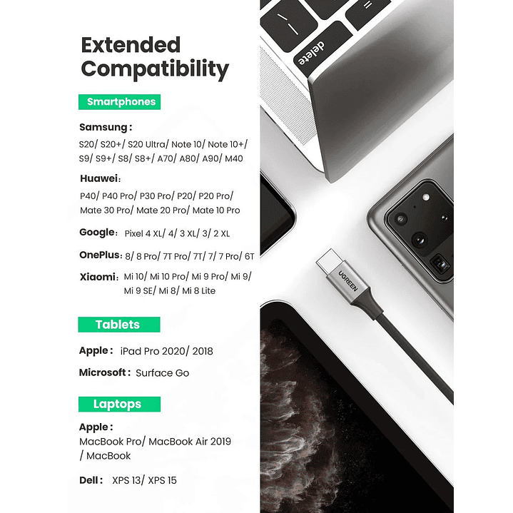 UGREEN USB-C Male to 3.5mm AUX Female Stereo Jack Cable Aluminum Shell 7