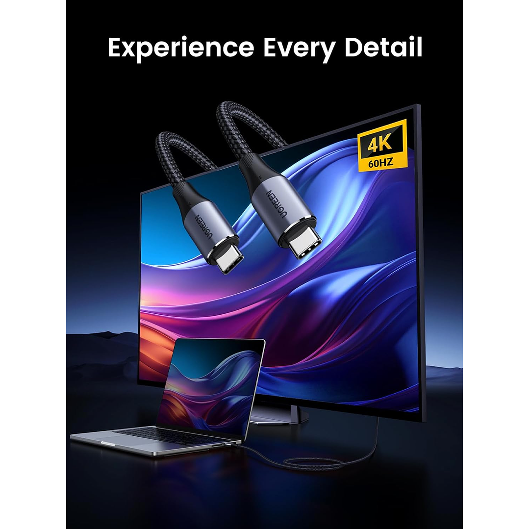 UGREEN USB-C to USB C 3.2 Gen 2 Cable, 4K Video Monitor Display USB C Cable 10Gbps Data Transfer. 1M 3