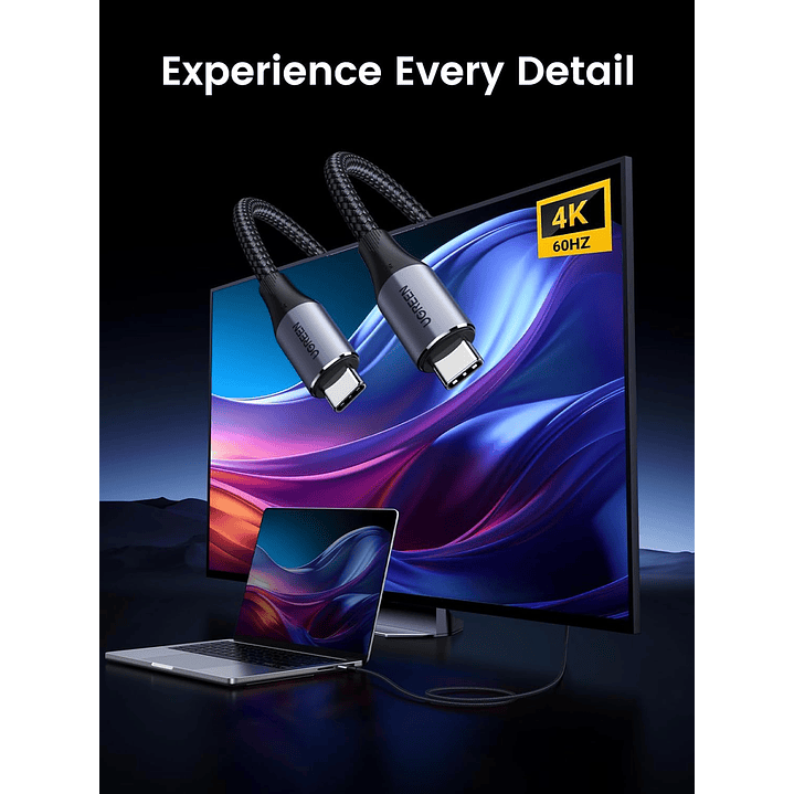 UGREEN USB-C to USB C 3.2 Gen 2 Cable, 4K Video Monitor Display USB C Cable 10Gbps Data Transfer. 1M 3