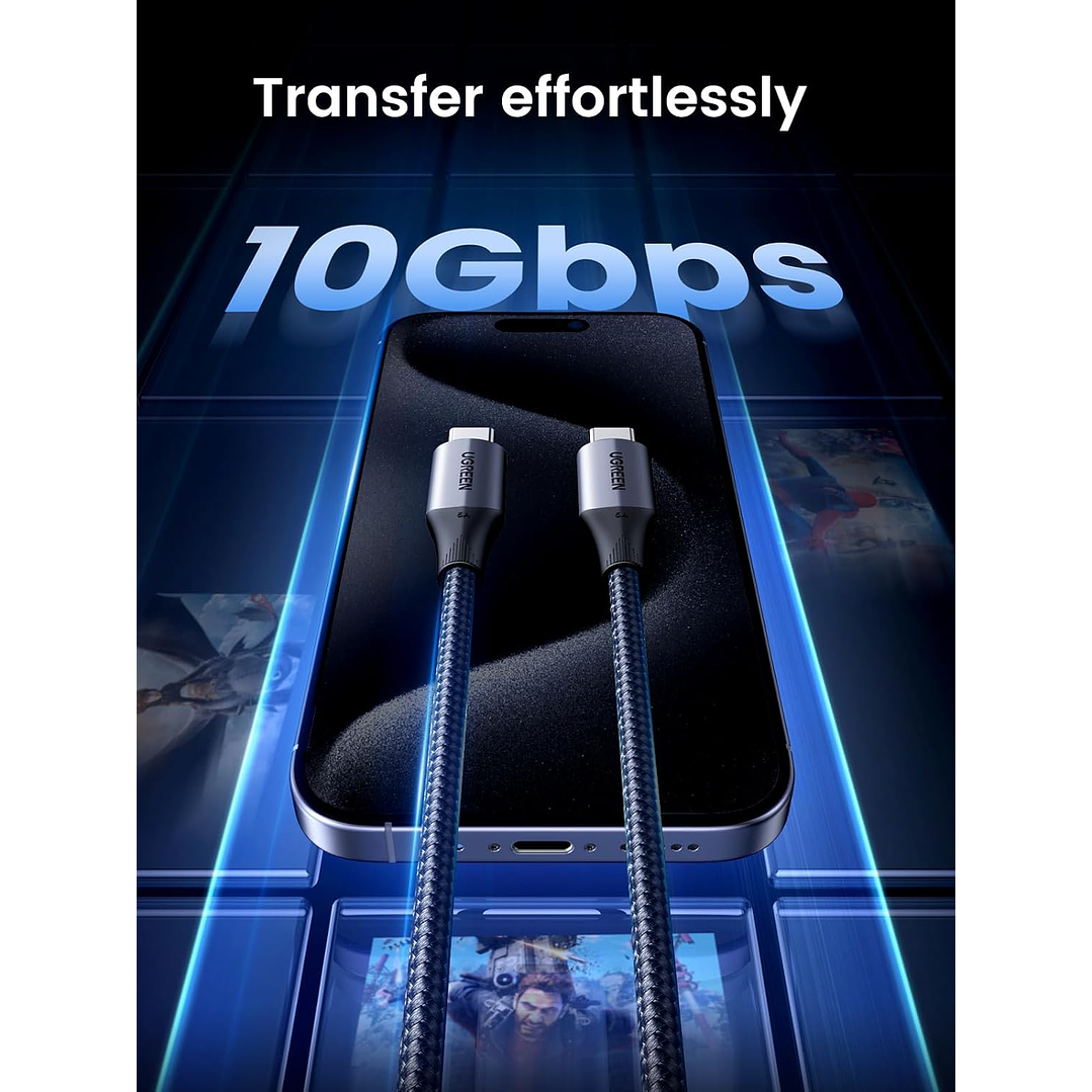 UGREEN USB-C to USB C 3.2 Gen 2 Cable, 4K Video Monitor Display USB C Cable 10Gbps Data Transfer. 1M 5