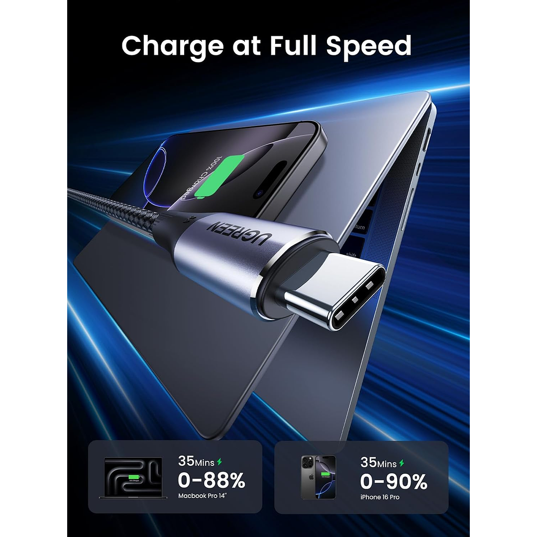 UGREEN USB-C to USB C 3.2 Gen 2 Cable, 4K Video Monitor Display USB C Cable 10Gbps Data Transfer. 1M 7