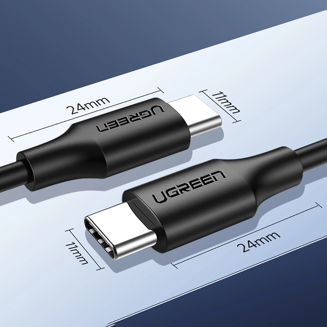 UGREEN USB-C 3.1 3A (MAX) PD 2.0 / QC3.0 MALE TO MALE 1.5M CHARGE & SYNC CABLE - BLACK 2