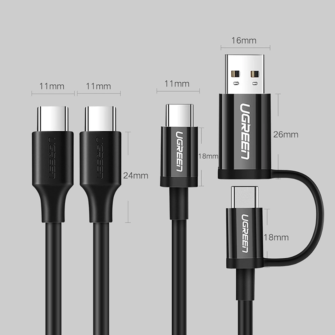 UGREEN USB-C 3.1 3A (MAX) PD 2.0 / QC3.0 MALE TO MALE 1.5M CHARGE & SYNC CABLE - BLACK 10