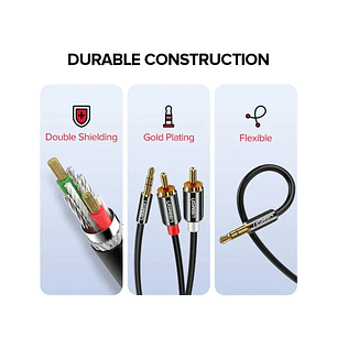 UGREEN Cabo de áudio macho de 3,5 mm para 2 machos RCA. 2 m