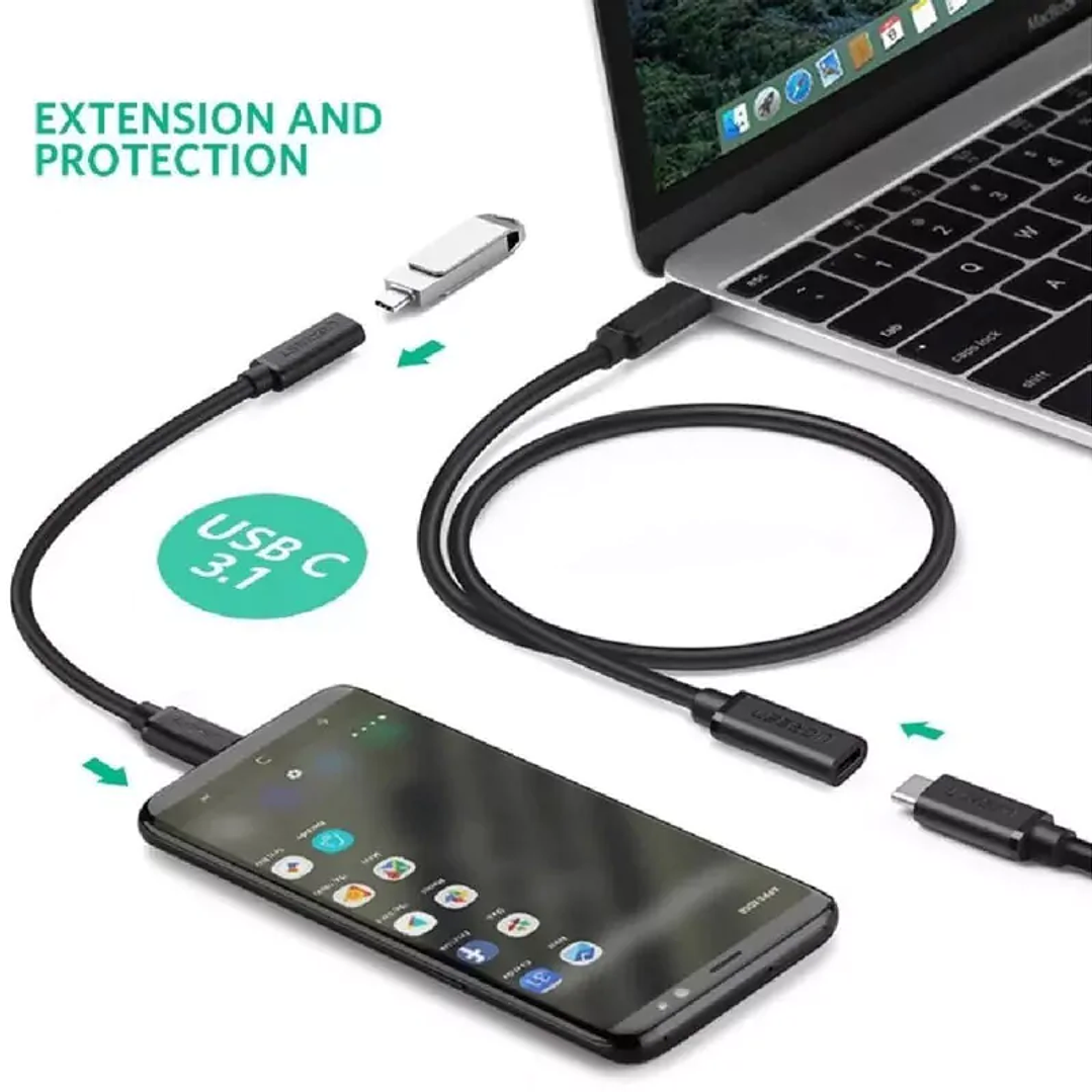 UGREEN USB-C/M to USB-C/F Gen2 5A Extension Cable 1m (Black) 5