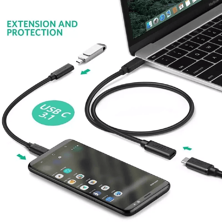 UGREEN USB-C/M to USB-C/F Gen2 5A Extension Cable 1m (Black) 5