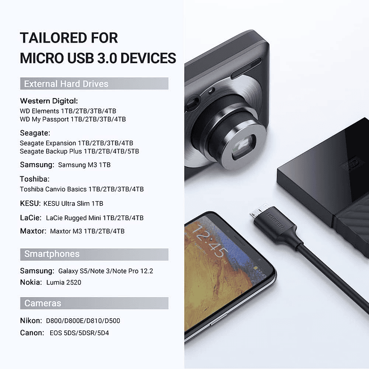 UGREEN USB-C to Micro B Cable M/M 1m (Black) 4